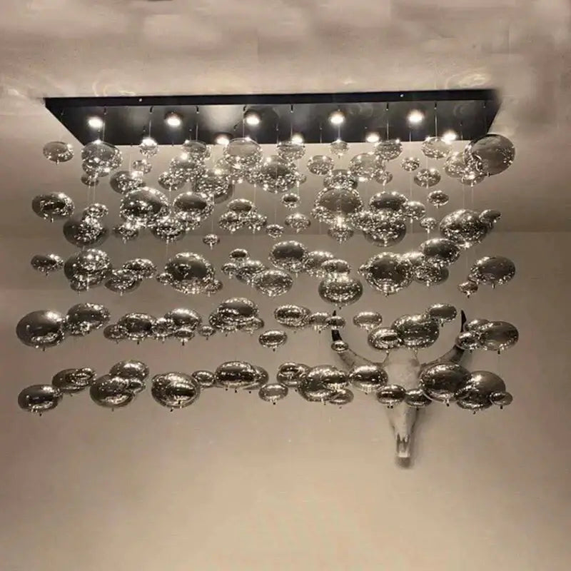 Modern oval bubble ball silver chandelier dining room light fixture