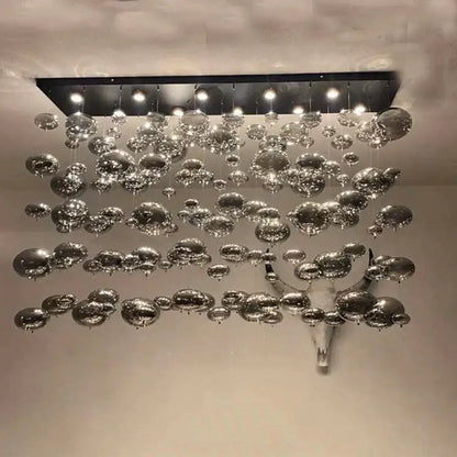 Modern oval bubble ball silver chandelier dining room light fixture