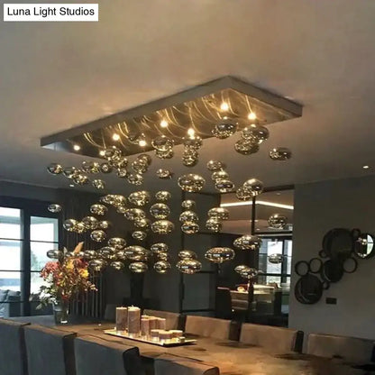 Modern oval bubble ball silver chandelier dining room light fixture