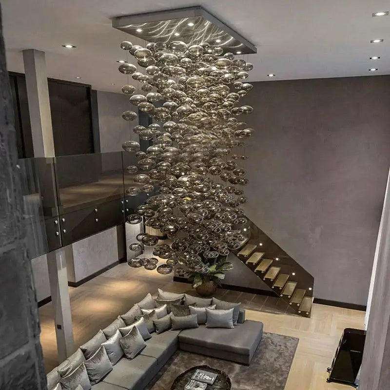 Modern oval bubble ball silver chandelier dining room light fixture