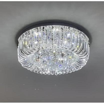 Modern oval chrome & gold crystal ceiling light dining room