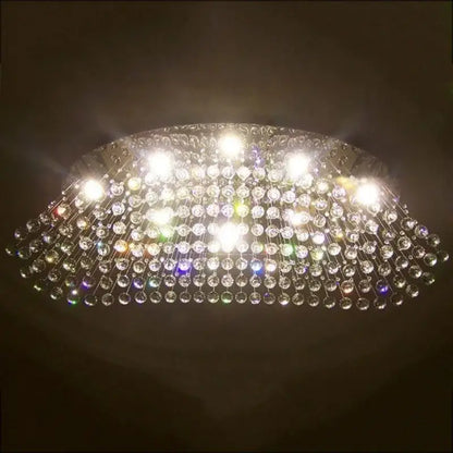 Modern oval crystal flush mount chandelier for dining room