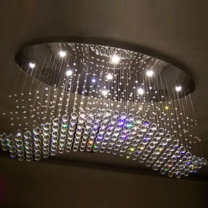 Modern oval crystal flush mount chandelier for dining room