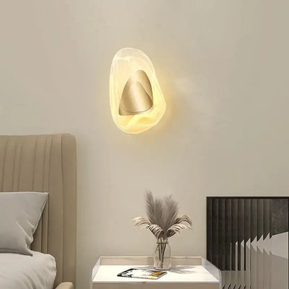 Modern oval crystal wall lamp for bedroom with abstract filament