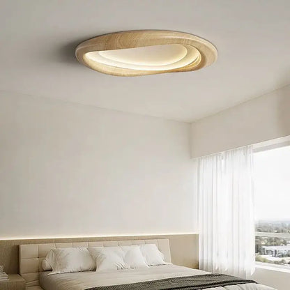 Modern oval led wood chandelier for living room lighting