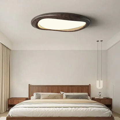 Modern oval led wood chandelier for living room lighting