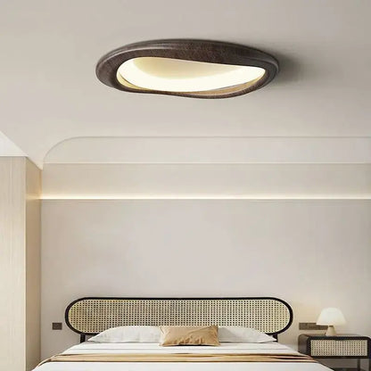 Modern oval led wood chandelier for living room lighting