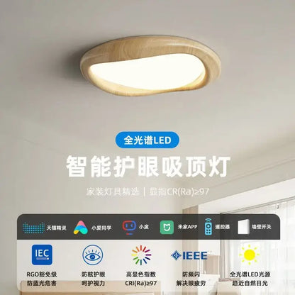 Modern oval led wood chandelier for living room lighting