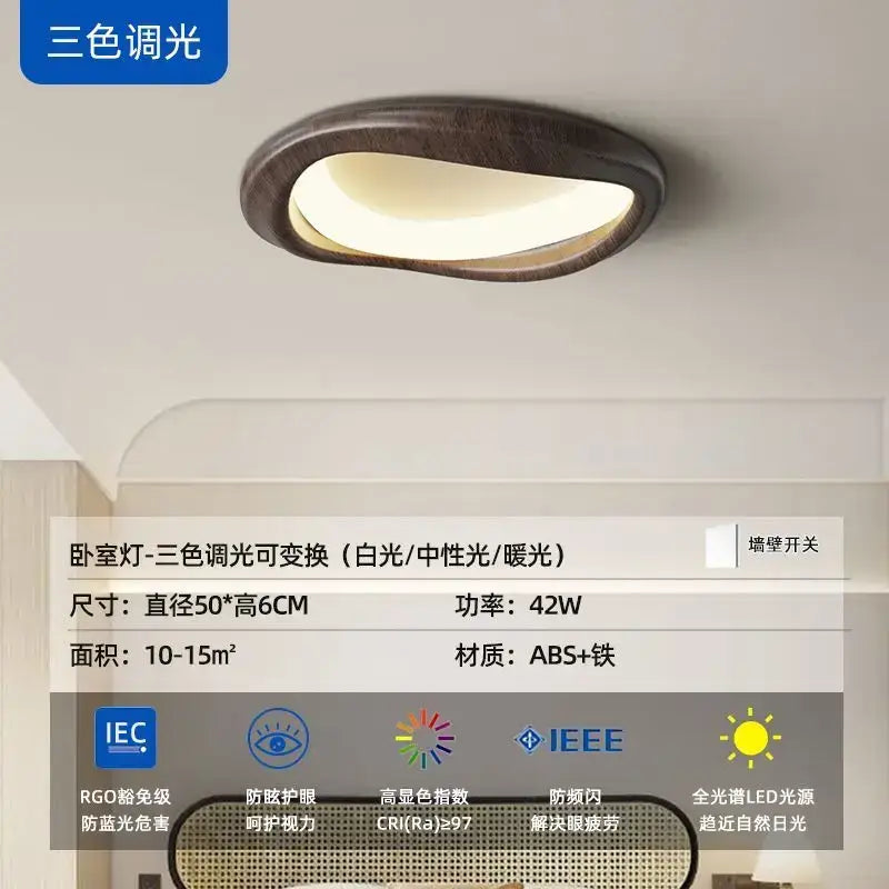 Modern oval led wood chandelier for living room lighting