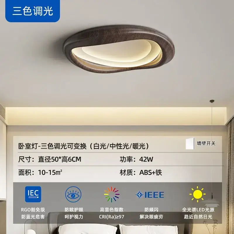 Modern oval led wood chandelier for living room lighting
