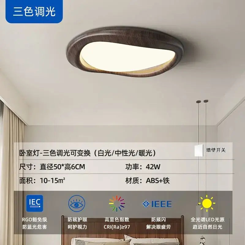 Modern oval led wood chandelier for living room lighting