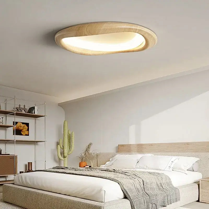 Modern oval led wood chandelier for living room lighting