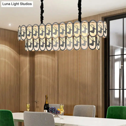 Modern oval glass deer suspension light – dining room 110v-120v