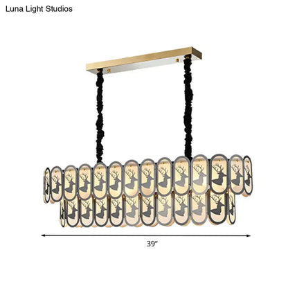 Modern oval glass deer suspension light – dining room 110v-120v