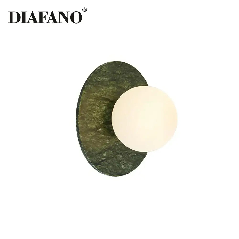 Modern oval green marble wall lamp living room sconce