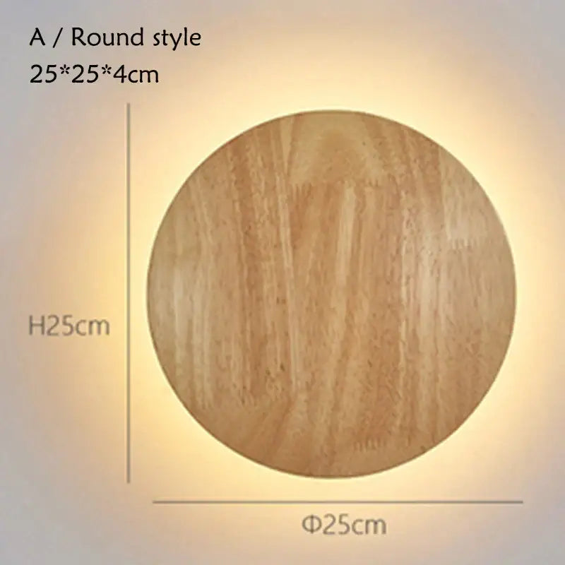 Modern oval led wooden wall lamp bedroom natural grain light