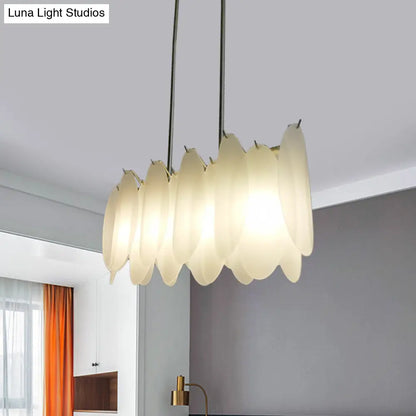 DecorBites™ Modern Oval Panel Pendant Light - Milk Glass - 4-Light - Gold Finish
