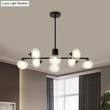 DecorBites™ Modern Oval Shade Island Light - 8/12 Lights Glass Suspension Light in Black/White