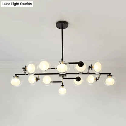 DecorBites™ Modern Oval Shade Island Light - 8/12 Lights Glass Suspension Light in Black/White