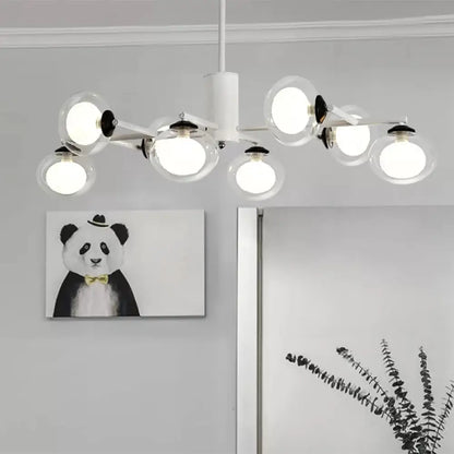 DecorBites™ Modern Oval Shade Island Light - 8/12 Lights Glass Suspension Light in Black/White