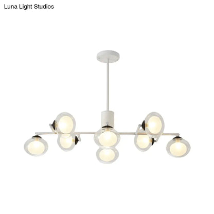 DecorBites™ Modern Oval Shade Island Light - 8/12 Lights Glass Suspension Light in Black/White