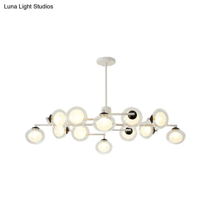 DecorBites™ Modern Oval Shade Island Light - 8/12 Lights Glass Suspension Light in Black/White