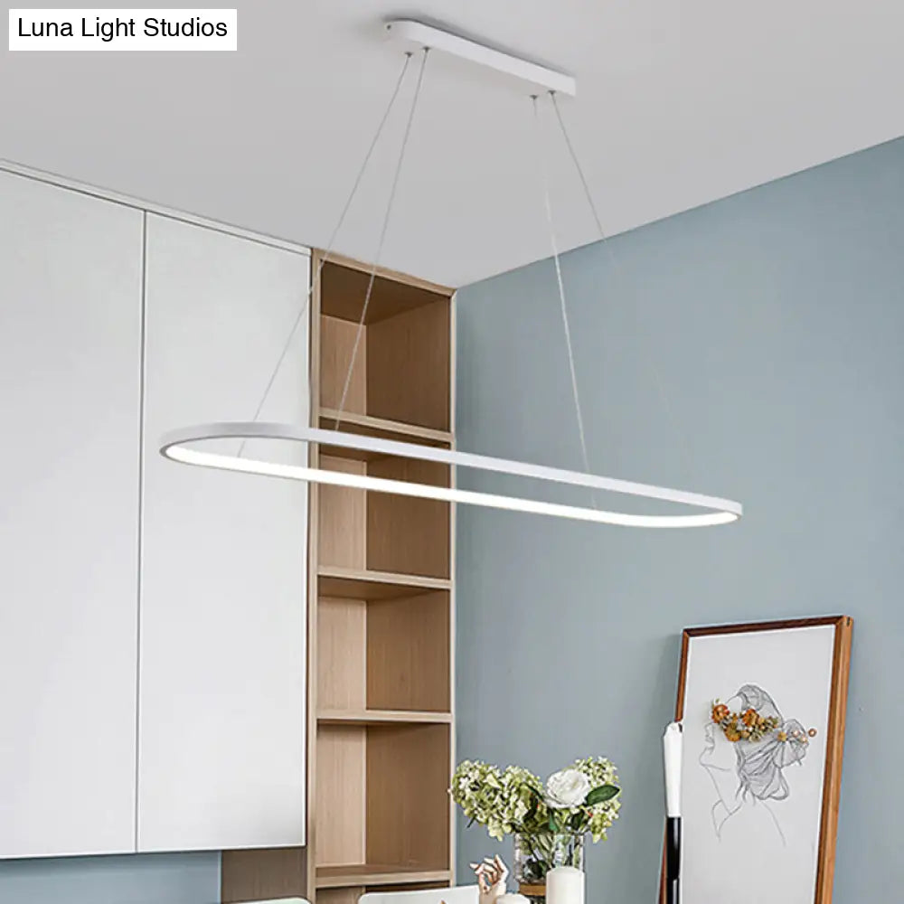 DecorBites™ Modern Oval Suspended LED Restaurant Island Light in Black/White: Stylish Metal Fixture