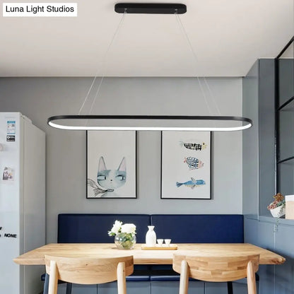 DecorBites™ Modern Oval Suspended LED Restaurant Island Light in Black/White: Stylish Metal Fixture
