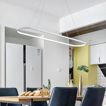 DecorBites™ Modern Oval Suspended LED Restaurant Island Light in Black/White: Stylish Metal Fixture