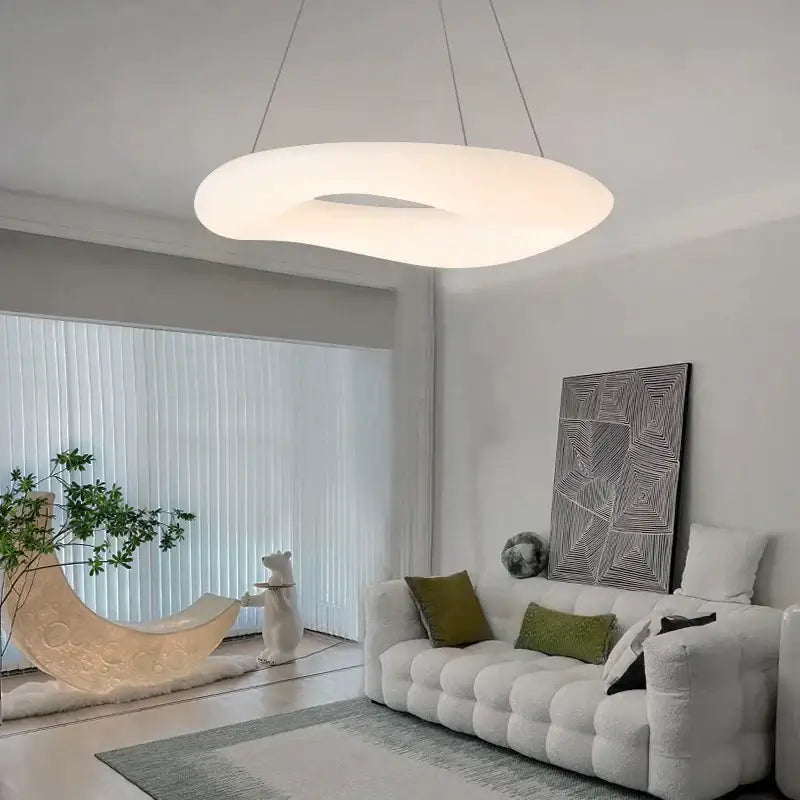 Modern oval white cozy cotton ceiling chandelier for bedroom