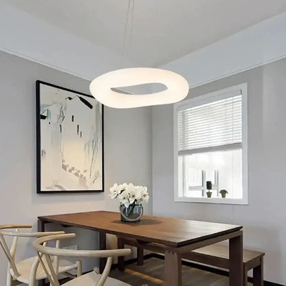 Modern oval white cozy cotton ceiling chandelier for bedroom