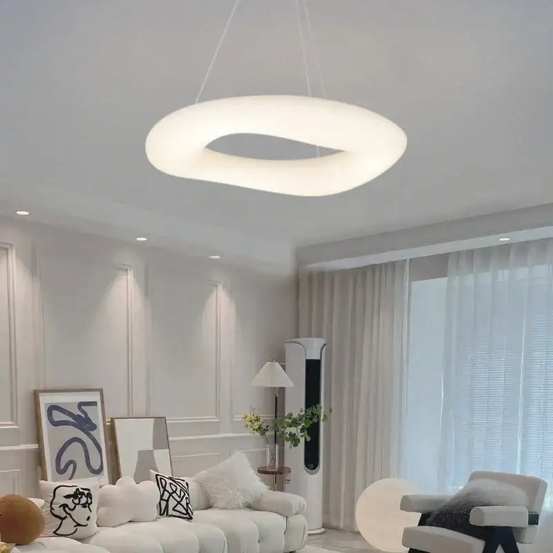 Modern oval white cozy cotton ceiling chandelier for bedroom
