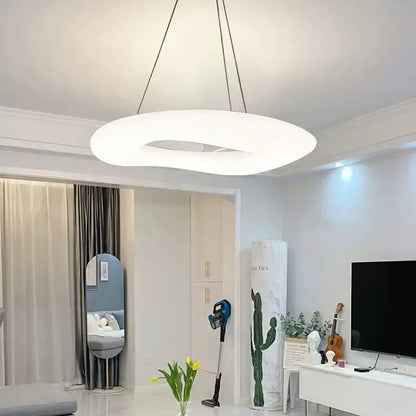 Modern oval white cozy cotton ceiling chandelier for bedroom