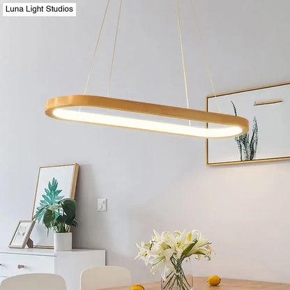 Modern oval wood led island pendant light for living room
