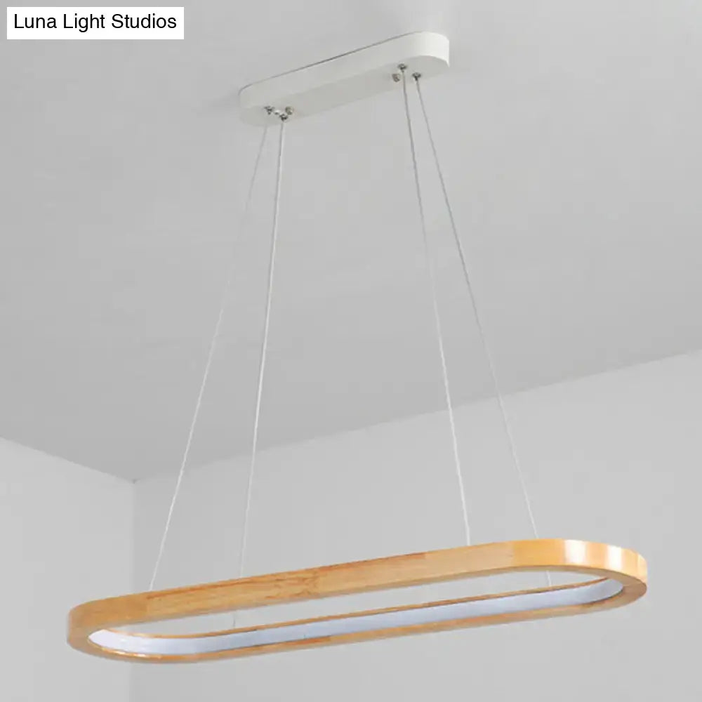 Modern oval wood led island pendant light for living room