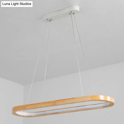Modern oval wood led island pendant light for living room