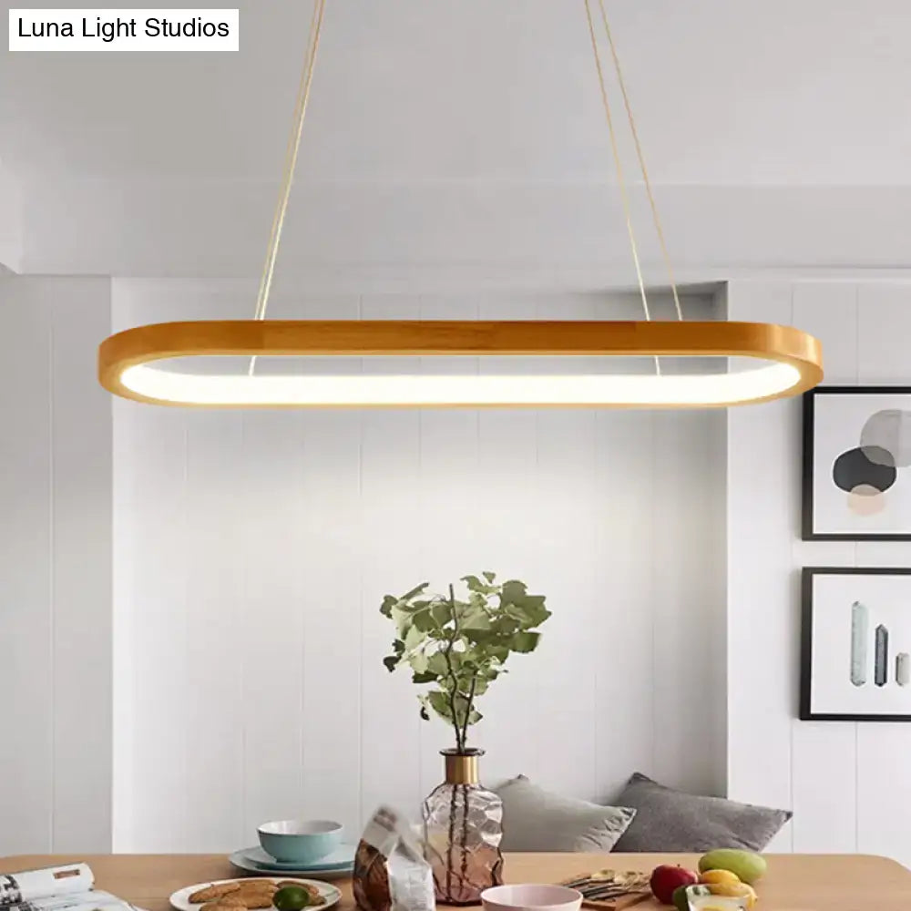 Modern oval wood led island pendant light for living room