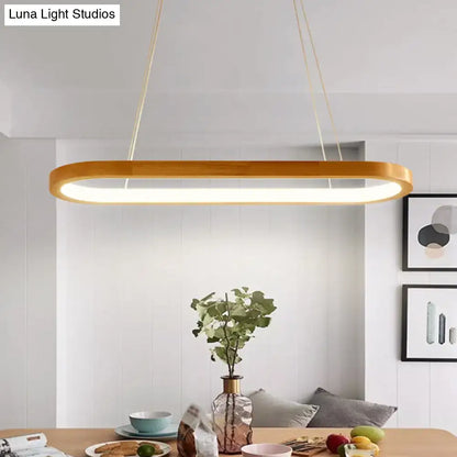 Modern oval wood led island pendant light for living room