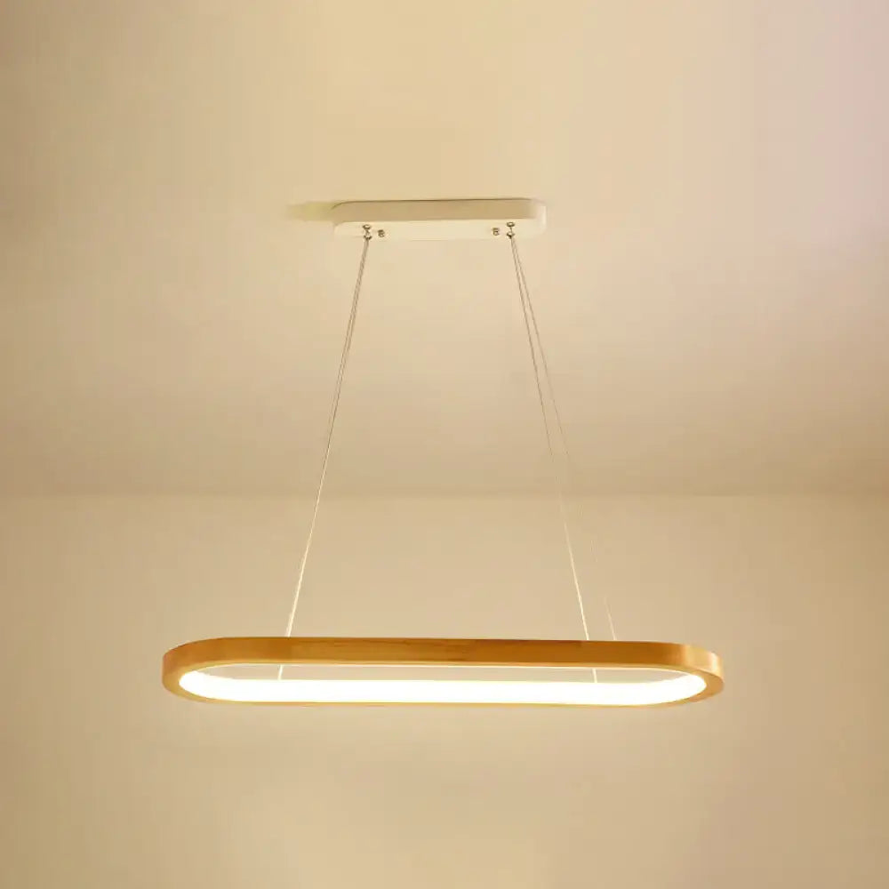 Modern oval wood led island pendant light for living room