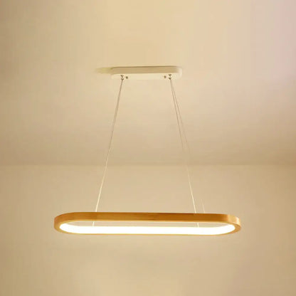 Modern oval wood led island pendant light for living room