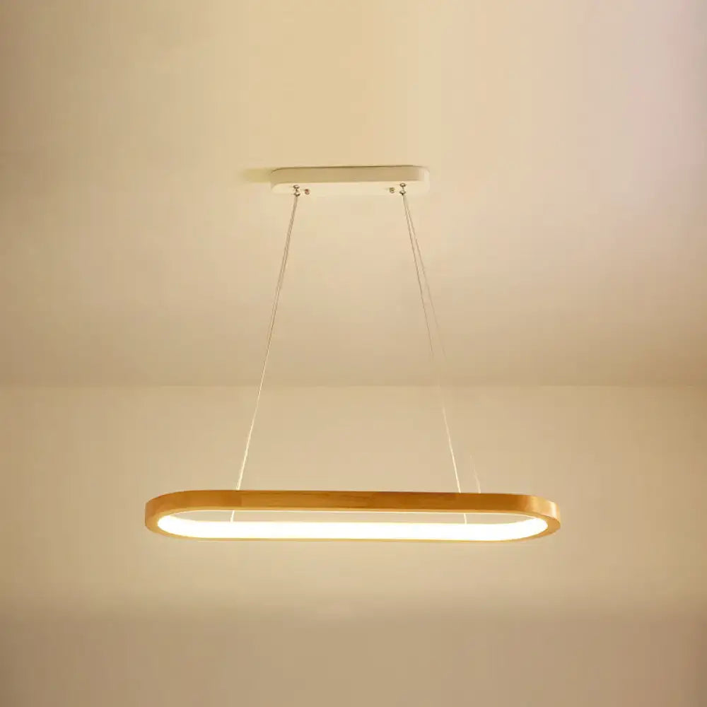 Modern oval wood led island pendant light for living room