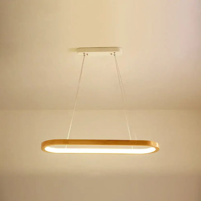 Modern oval wood led island pendant light for living room