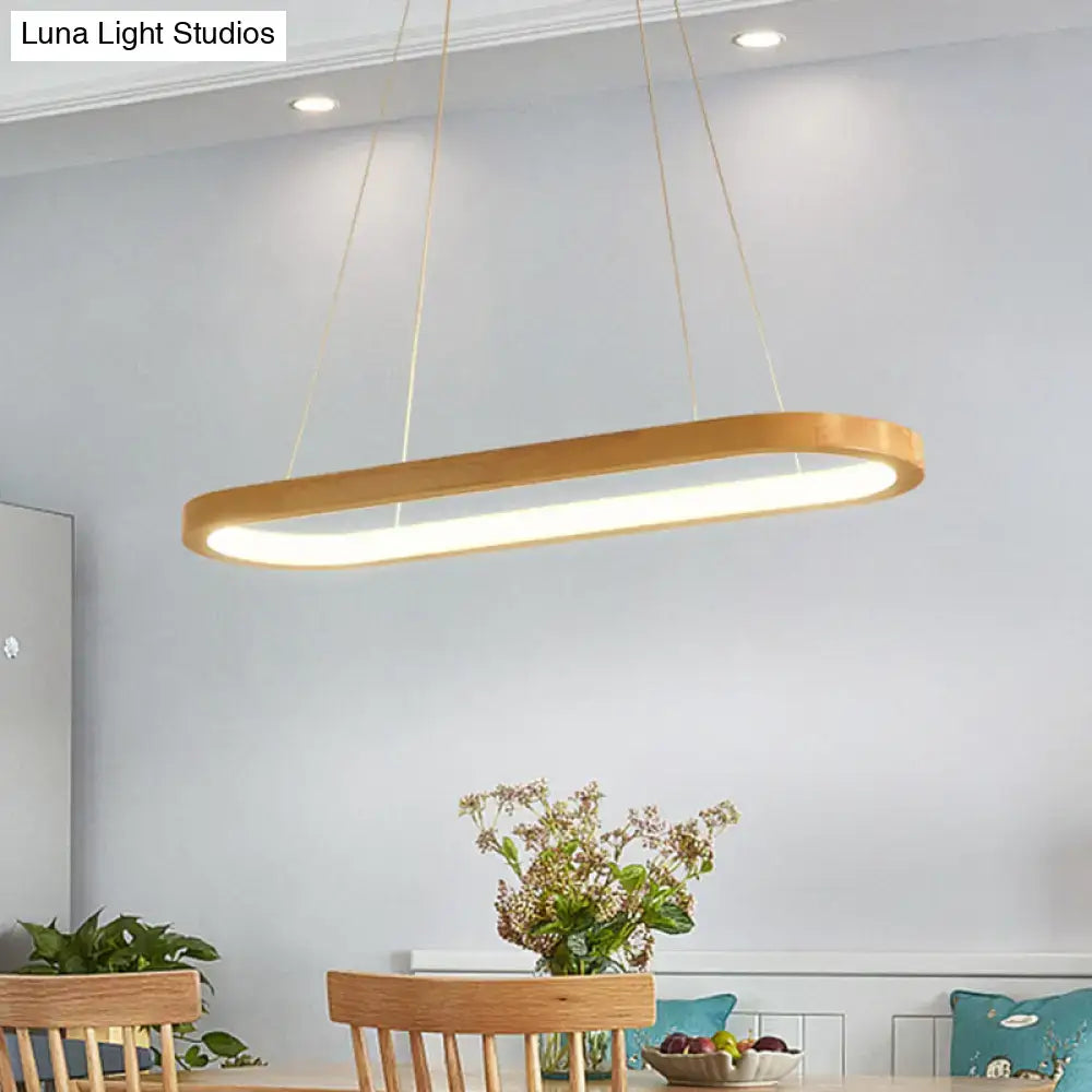 Modern oval wood led island pendant light for living room