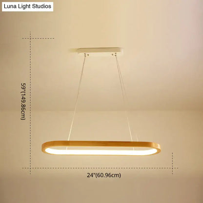 Modern oval wood led island pendant light for living room