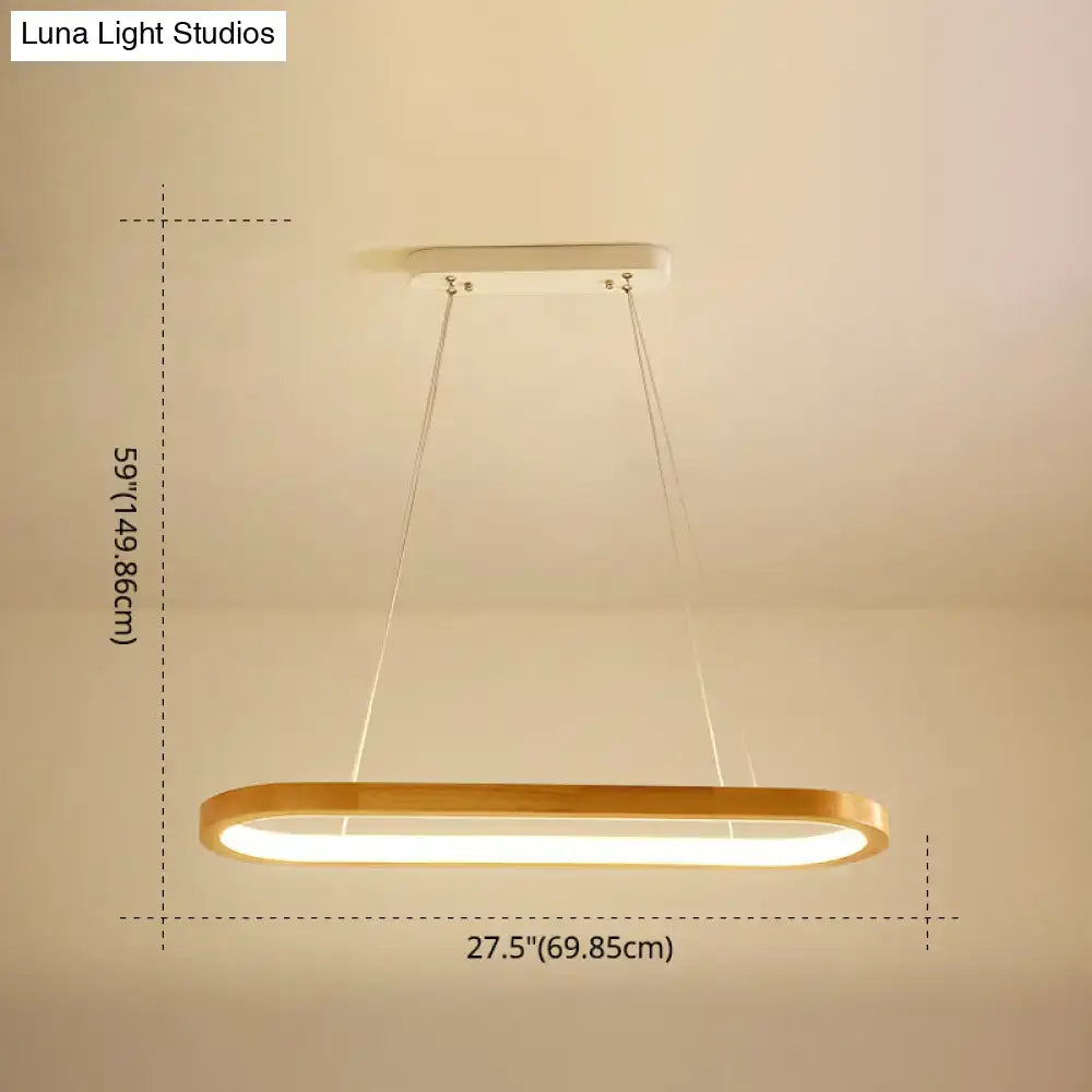 Modern oval wood led island pendant light for living room