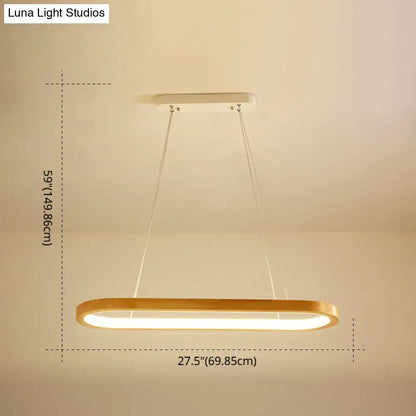 Modern oval wood led island pendant light for living room