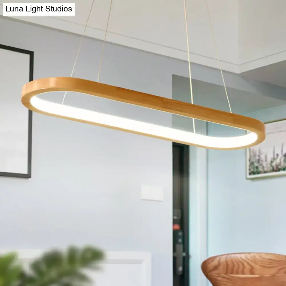 Modern oval wood led island pendant light for living room