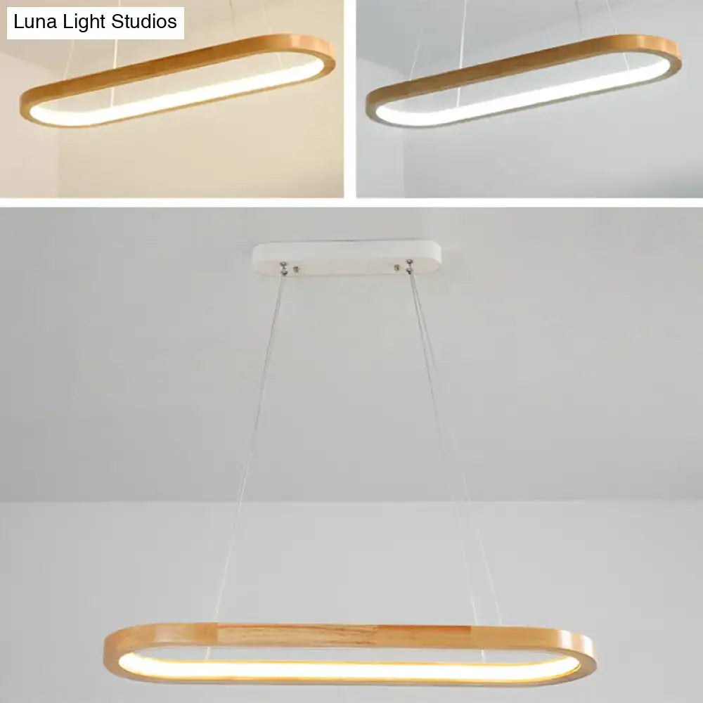 Modern oval wood led island pendant light for living room
