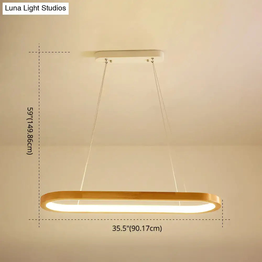 Modern oval wood led island pendant light for living room