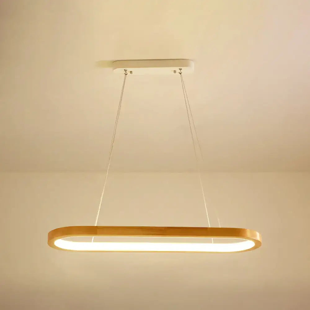 Modern oval wood led island pendant light for living room